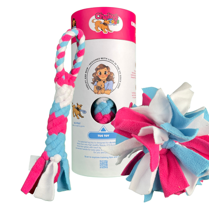 3-in-1 Bundle Enrichment Tube for Dogs - Tug Toy, Treat Dispenser & Snuffle Ball